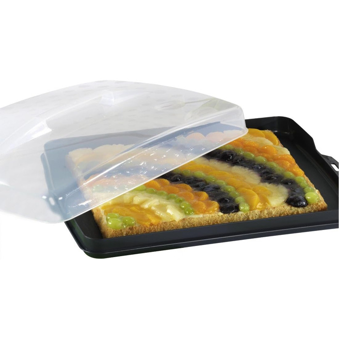 Кругла транспортувальна коробка для торта Xavax з кришкою, контейнер для торта діаметром 31,5 см, внутрішня висота 8 см, коробка для торта з пристроєм поділу шматків, антрацитова форма для торта, прозора (коробка для транспортування листкового торта)