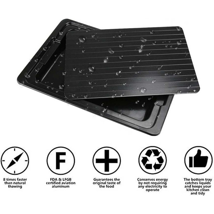 Доска для размораживания мяса 29,5x20,5 см с поддоном, черный Janurium