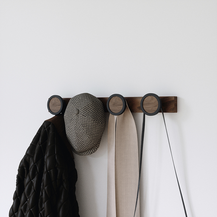 Вішалка настінна на 4 гачка темний горіх Hub Rail Umbra