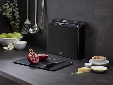 Набір обробних дощок, 4 предмети в корпусі, чорний Folio Steel Joseph Joseph