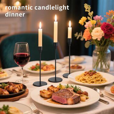 Елементний металевий свічник, 33/28/23 см, тривимірний свічник-конус, елегантний свічник-конус у ретро-стилі для весіль, вечерь при свічках, вечірок, днів народження, домашнього декору (чорний), 6-