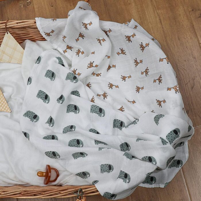 Муслінові серветки GLLQUEN для немовлят, 6 шт. бавовняних серветок для відрижки, 70 см x 70 см, абсорбуючі та дихаючі, ідеально підходять для очищення, витирання та покриття новонароджених (жираф, 3 шт.)