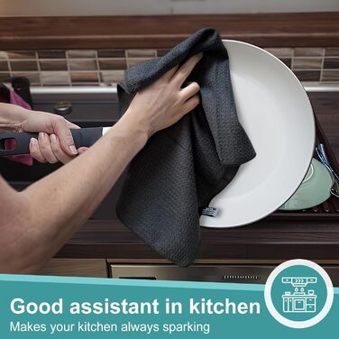 Кухонні рушники VIVOTE, рушники для гостей, подарункові, 40 x 60 см, 2 шт., м&39які кухонні рушники, абсорбуючі рушники (чорні, 40 x 70 см, 2 шт.)