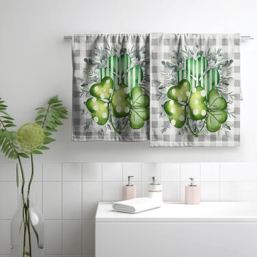 Різдвяні кухонні рушники Kwlegh, рушник для рук, різдвяна ялинка, цукерка-тростина, сніжинка, рушник для пальців, набір з 2 шт. , милий чоловічий банний рушник, високопоглинаючі рушники, 36 x (Щаслива конюшина)