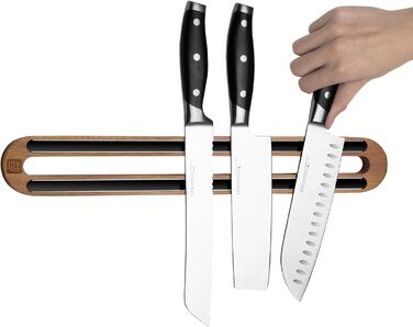 Дюймовый магнитный держатель для ножей для стены из дерева акации Магнитный стержень для ножей в качестве держателя для ножей Держатель для кухонной утвари и органайзер для дома, 16-