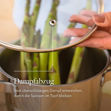 Набір посуду FLORINA 4 предмети Нержавіюча сталь 18/0 Кришка із загартованого скла Для індукційних, газових, електричних та керамічних варильних поверхонь Можна мити в посудомийній машині Високоякісний набір посуду для кожної кухні (8 предметів, Smart)