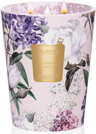 Ароматична свічка M&SENSE надзвичайно велика, час горіння 150 годин, натуральна ароматерапевтична свічка з 3 гнітами, сильний аромат, тривале горіння, подарункова свічка та прикраса для дому, подарунки для жінок (990 г, лаванда)