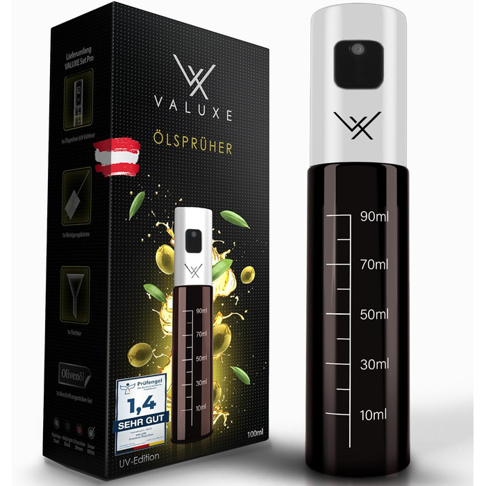 Масляный распылитель для растительного масла и уксуса с защитой от ультрафиолета Стекло и распылительный фильтр - Бутылка с масляным распылителем из нержавеющей стали в белоснежном цвете - Точный распылитель оливкового масла, распылитель масла, распылител