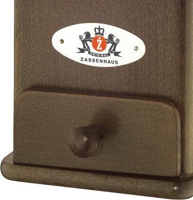 Ручна кавомолка Zassenhaus BRASILIA Темний морений бук 12 x 12,5 x 20 см для помелу кавових зерен Плавне регулювання помелу з оригінальною шліфувальною машиною Zassenhaus