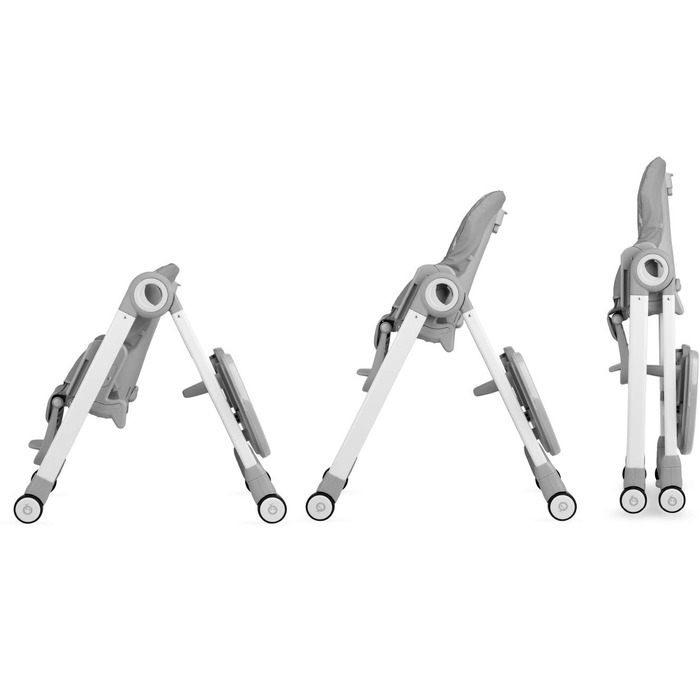 Детский стульчик для кормления с 4 колесами и функцией тормоза от 6 месяцев светло-серый Momi