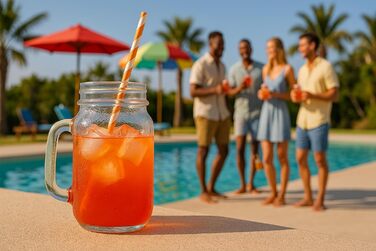 Набор из 6 стаканов для питья с крышкой 450 мл оранжевый gouveo