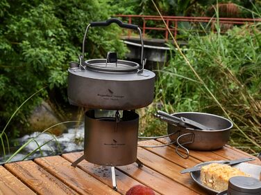 Титановая дровяная печь со семными подставками для кастрюль и складными ножками Наружная печь с двойными стенками Proable Легкая спиртовая горелка На открытом воздухе Туристическая спиртовая печь Spirit Stove (Дровяная печь Ti2014c Спиртовая печь ti2011c)