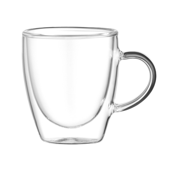ARDESTO Набор чашек с ручками и двойными стенками, 100мл, 2шт, боросиликатное стекло, прозрачное