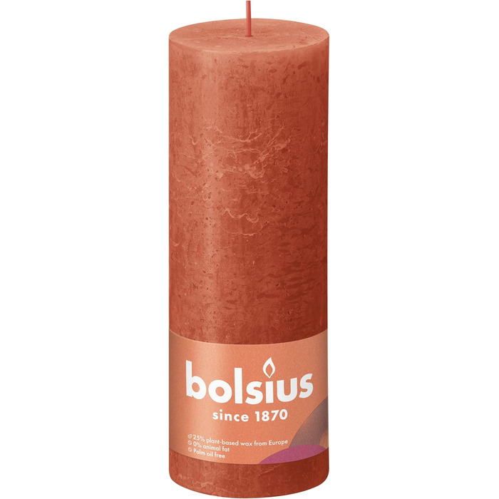 Свічки Bolsius Rustic Pillar - Оливково-зелені - Набір з 4 шт. - Декоративні побутові свічки - Час горіння 60 годин - Без запаху - Натуральний рослинний віск - Без пальмової олії - Оливково-зелені (19 x 7 см, помаранчеві)
