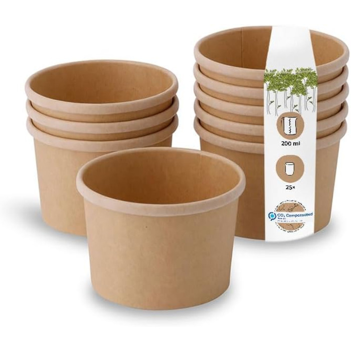 Набор бумажных стаканчиков для мороженого 25 шт. 200 мл BIOZOYG