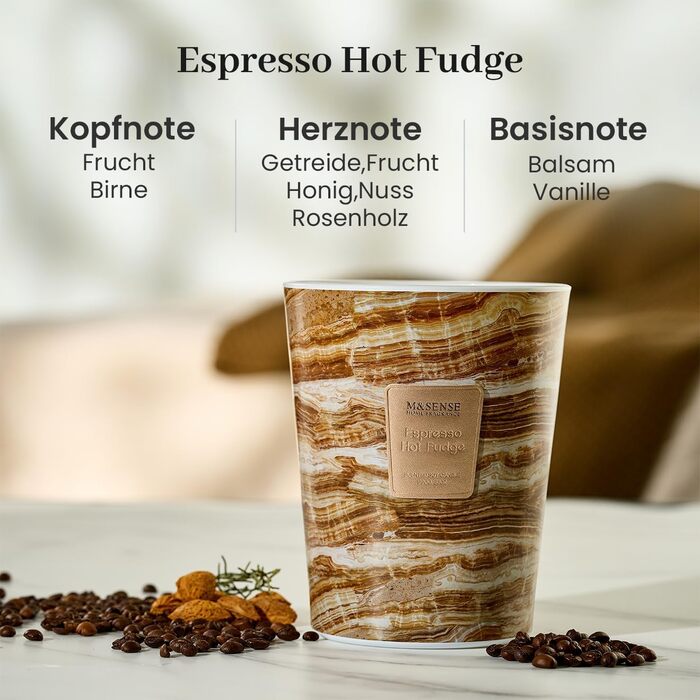 Велика ароматична свічка M&SENSE Чорні ароматичні свічки у склянці Ароматизована свічка з натурального соєвого воску Розслаблююча ароматерапія Подарунок для жінок та чоловіків, Різдво 75 годин горіння та 2 гніти (гаряча карамель еспресо, 990 г)