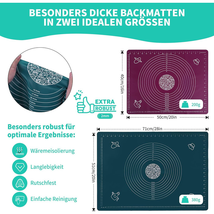 Силиконовые коврики для выпечки 2 предмета Belmalia