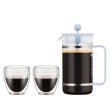 Френч-прес блакитний і 2 чашки, набір 3 предмета, Bistro Bodum