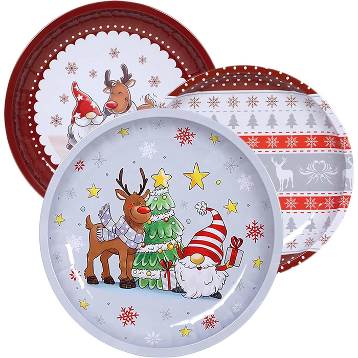 Банки для цукерок KAMACA 1,2 л Набір із 6 банок для цукерок з кришками Герметичний диспенсер для зберігання, придатний для миття в посудомийній машині, у вінтажному стилі для солодощів, кукурудзяних пластівців, печива та іншого (Набір із 3 різдвяних тісте