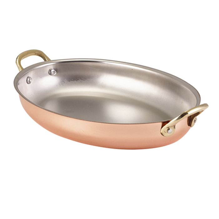 Сковорідка для подачі 24.5*17.5 см, овальна, мідне покриття GenWare