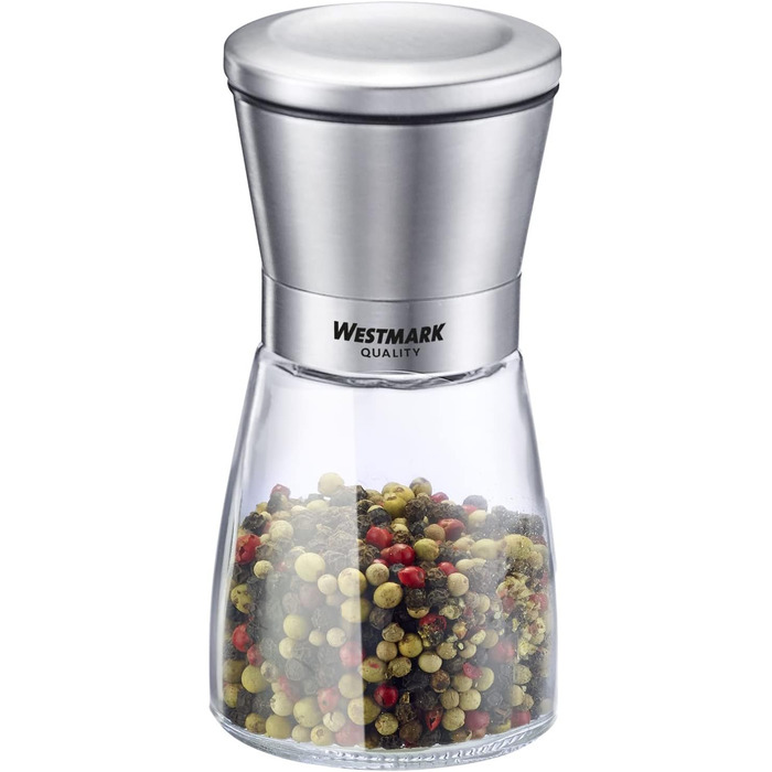 Дисплей Westmark, Вміст 6 дозаторів, Ємність 190 мл кожен, Скло/Нержавіюча сталь/Пластик, Прозорий/Чорний/Сріблястий, 63592611 (млин для спецій, , нержавіюча сталь)