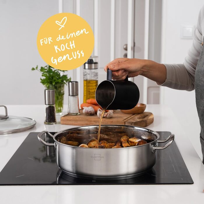 Сотейник 28 см с ручками и крышкой, нержавеющая сталь Silberthal