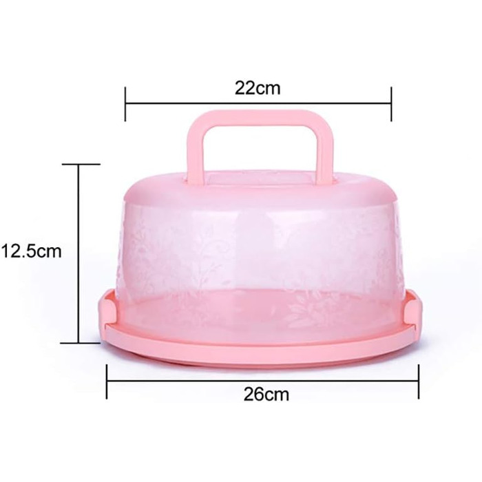 Контейнер для тортов переносной 26 х 22 х 12,5 см, розовый TOPINCN