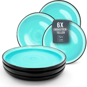 Набор кофейных чашек из 6 шт. Ibiza - Чашки из керамогранита премиум-класса, можно мыть в посудомоечной машине и микроволновой печи, устойчив к царапинам - стильный набор кружек для чая и кофе - посуда Pure Living, набор посуды из аквамарина (маленькие та