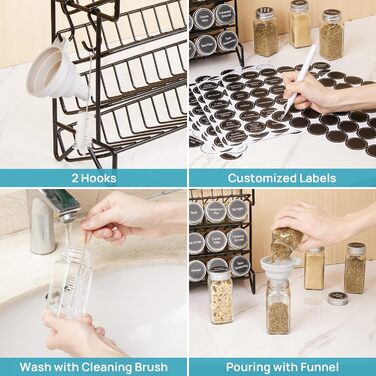 Набір із 28 баночок для спецій 120 мл зі стійкою 34 х 11 х 25 см на 4 полиці Vtopmart