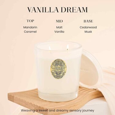 Ароматна свічка M&SENSE Лісова хатина, ароматичні свічки у склянці, натуральна соєва свічка, час горіння 55 годин, подарункові свічки для жінок та чоловіків, подарункова свічка (ванільна мрія, 560 г)