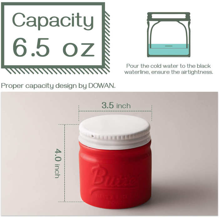 Порцеляновий горщик для масла з кришкою, червоний DOWAN