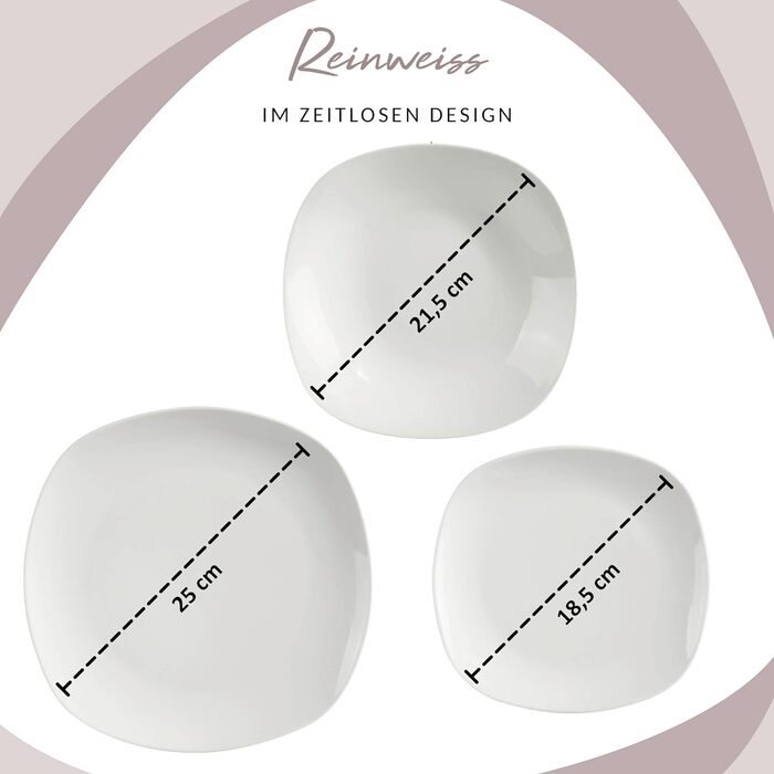 СПІВАЧКА Білий столовий сервіз Bilgola, порцеляновий набір посуду з 30 предметів на 6 персон, набір тарілок округлого дизайну, обідня тарілка (обідній сервіз 18 шт. )