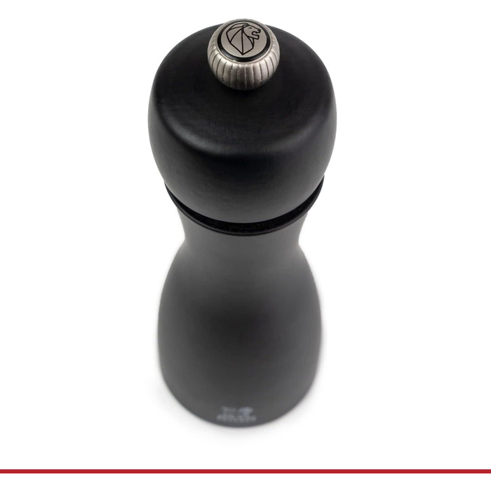 Млин для перцю Млин для солі Таїті 20 см Дует Перець Кристалічна Сіль - Класичне регулювання помелу - Виготовлено з деревини, сертифікованої PEFC - Французьке ноу-хау - Чорно-білий матовий (Pepper Mill, Matt Black)