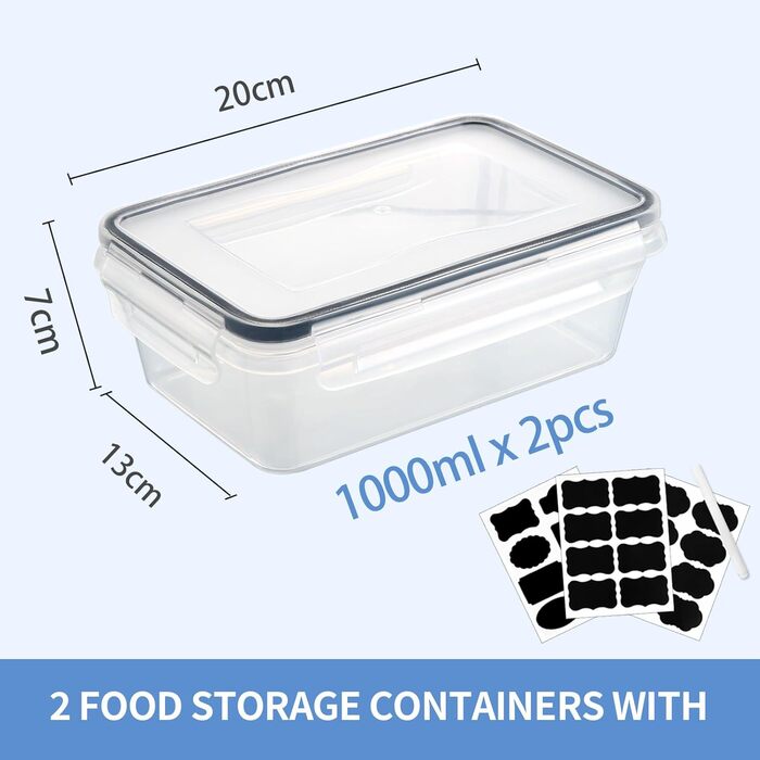 Контейнери для зберігання продуктів Goldeluxe 10 x 1 л з кришками, контейнери для заморозки, коробки для приготування їжі, без BPA, герметичні, штабелюються набір Tupperware для контейнерів для продуктів, контейнерів для заморозки та кухні (GO2PCS1L)
