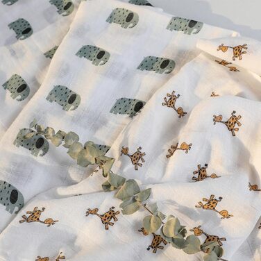 Муслінові серветки GLLQUEN для немовлят, 6 шт. бавовняних серветок для відрижки, 70 см x 70 см, абсорбуючі та дихаючі, ідеально підходять для очищення, витирання та покриття новонароджених (жираф, 3 шт.)