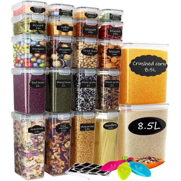 Контейнери для зберігання продуктів Hibisaws, 12 предметів, з кришками, контейнери для заморожування, коробки для продуктів, без BPA та 100 герметичні, прозорі, 6 x 1 л та 6 x 0,5 л, коробки для приготування їжі, набір Tupperware (22)
