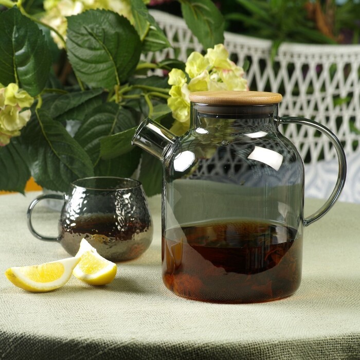 Чайник для заварювання Fissman 1800 мл зі сталевим фільтром жаростійке скло (9544)