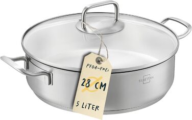 Сотейник 28 см с ручками и крышкой, нержавеющая сталь Silberthal