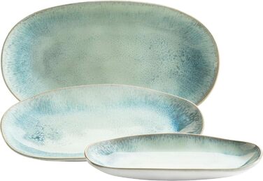 Набір сервірувальних тарілок Mser, керамограніт заморожений зелений, 39,0 x 21,0 x 25,0 сантиметрів бірюзово-зелений
