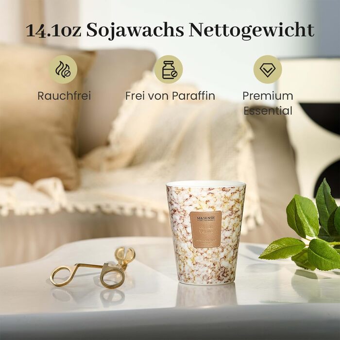 Ароматизована свічка M&SENSE велика Чорні ароматизовані свічки у склянці Ароматизована свічка з натурального соєвого воску Розслаблююча ароматерапія Подарунок для жінок та чоловіків, Різдво Час горіння 75 годин та 2 ґноти (лимон-ваніль, 400 г)