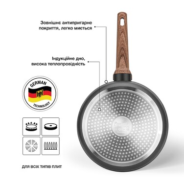 Сковорода для жарки Fissman DIAMOND GREY 24x5,5 см (4302)