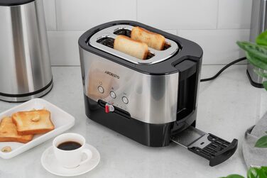ARDESTO Тостер Steel Collection T-K210 1000 Вт, металл+пластик, серебристо-черный