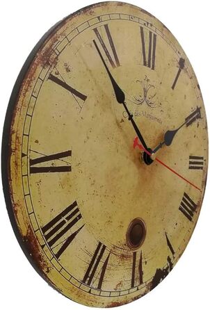 Настінний кухонний годинник YOAI, вінтажний, потертий, ШИК, античний, ностальгічний, сільський, кварцовий годинник з МДФ з безшумним механізмом, 12 дюймів/30 см Ø (дерево)