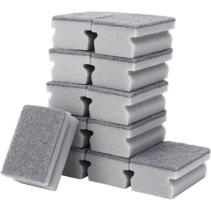 Набір губок для миття посуду 12 шт. 10 x 7 x 4,5 см сірий dusaniyali