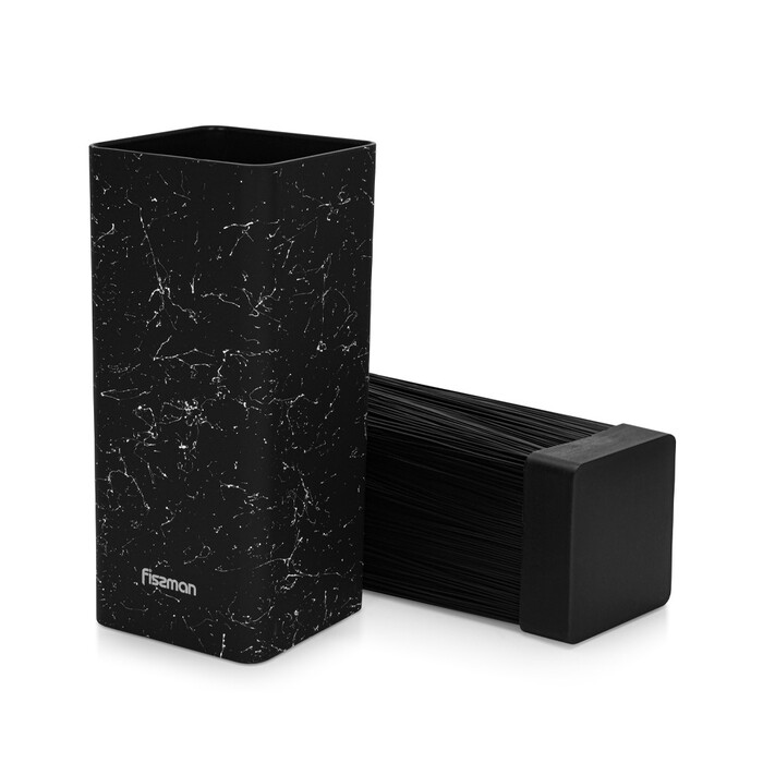 Підставка Fissman для кухонних ножів 10x10x22 см, колір ЧОРНИЙ МАРМУР пластик (12883)
