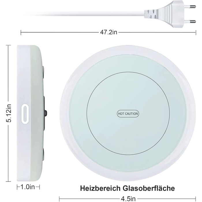 Електричний підігрівач для чашок 19 Вт, білий BESTINNKITS
