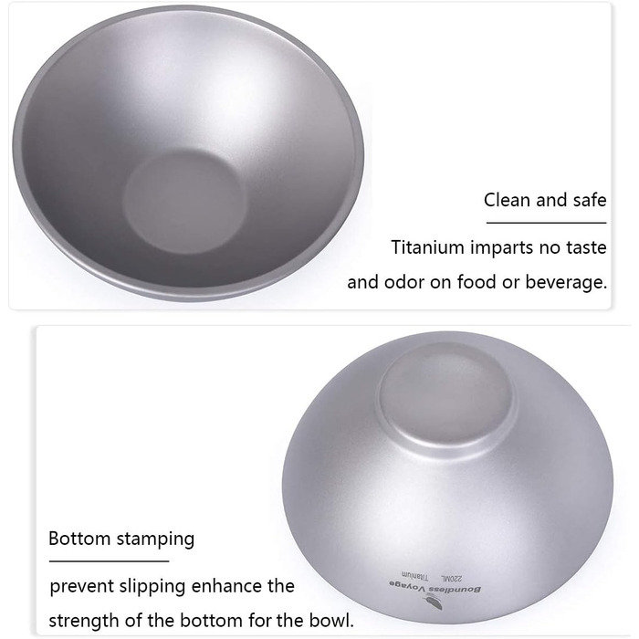 Безграничный Voyage Титановая чаша с двойными стенками для взрослых Детская посуда для кемпинга на открытом воздухе Чаша для риса из титана (220 мл-ti15147b.)