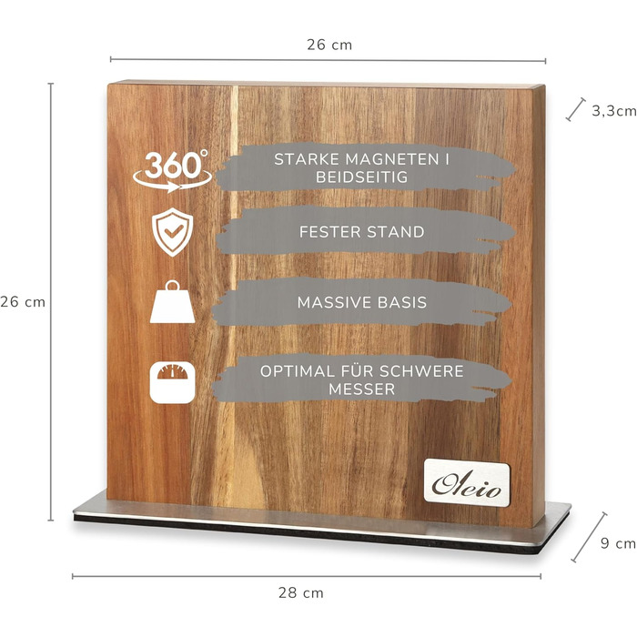 Тримач для ножів магнітний 28 x 26 x 9 см Oleio