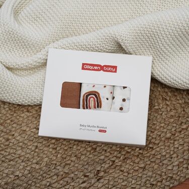 Муслінові серветки GLLQUEN для немовлят, 6 шт. бавовняних серветок для відрижки, 70 см x 70 см, абсорбуючі та дихаючі, ідеально підходять для очищення, витирання та покриття новонароджених (сонце, 3 шт.)