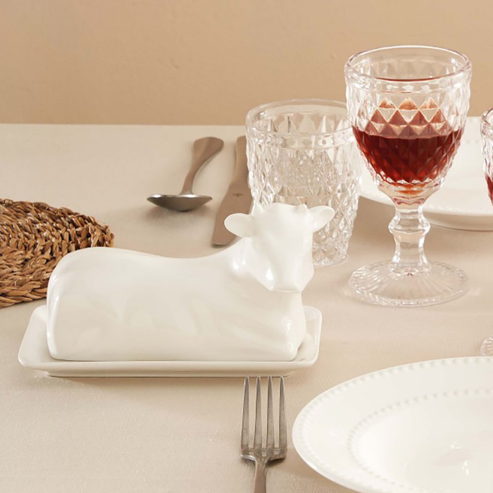 Маслянка COW La Porcellana Bianca MUCCHINE, порцеляна, 18 х 11 см